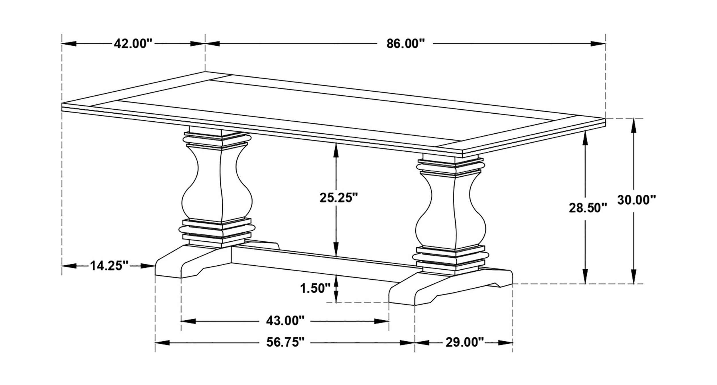 Parkins 86" Rectangular Wood Veneer Double Pedestals Dining Table