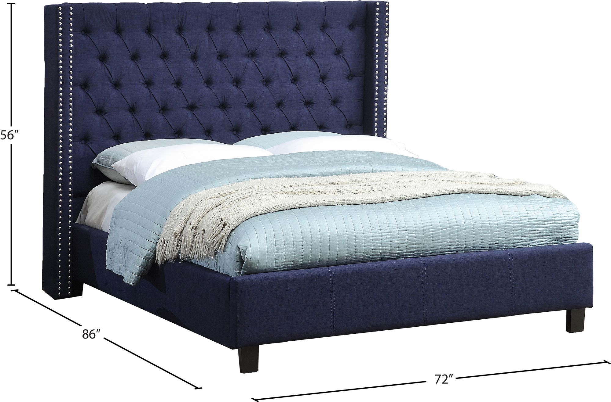 Ashton Linen Fabric Queen Size Bed