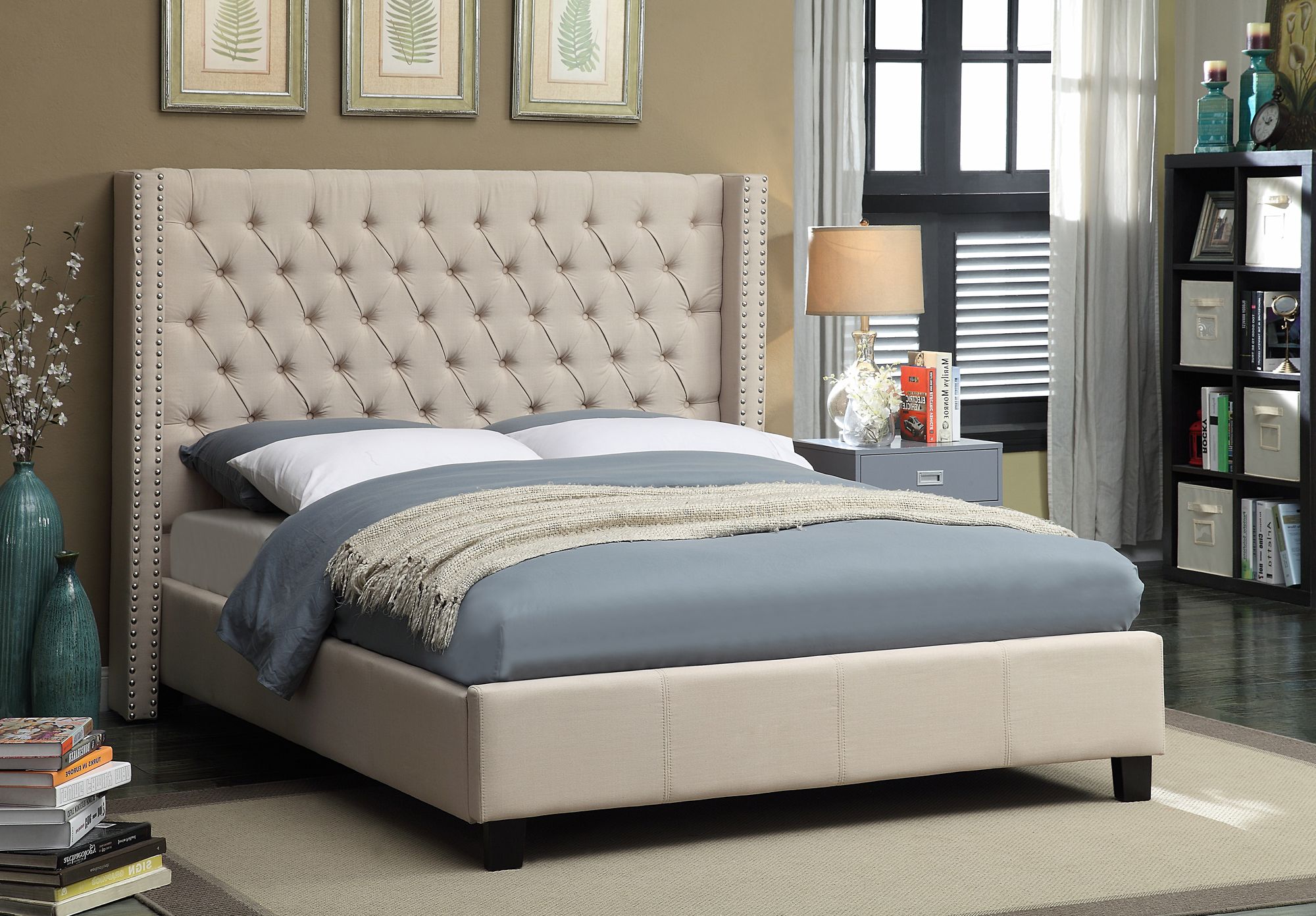 Ashton Linen Fabric Queen Size Bed