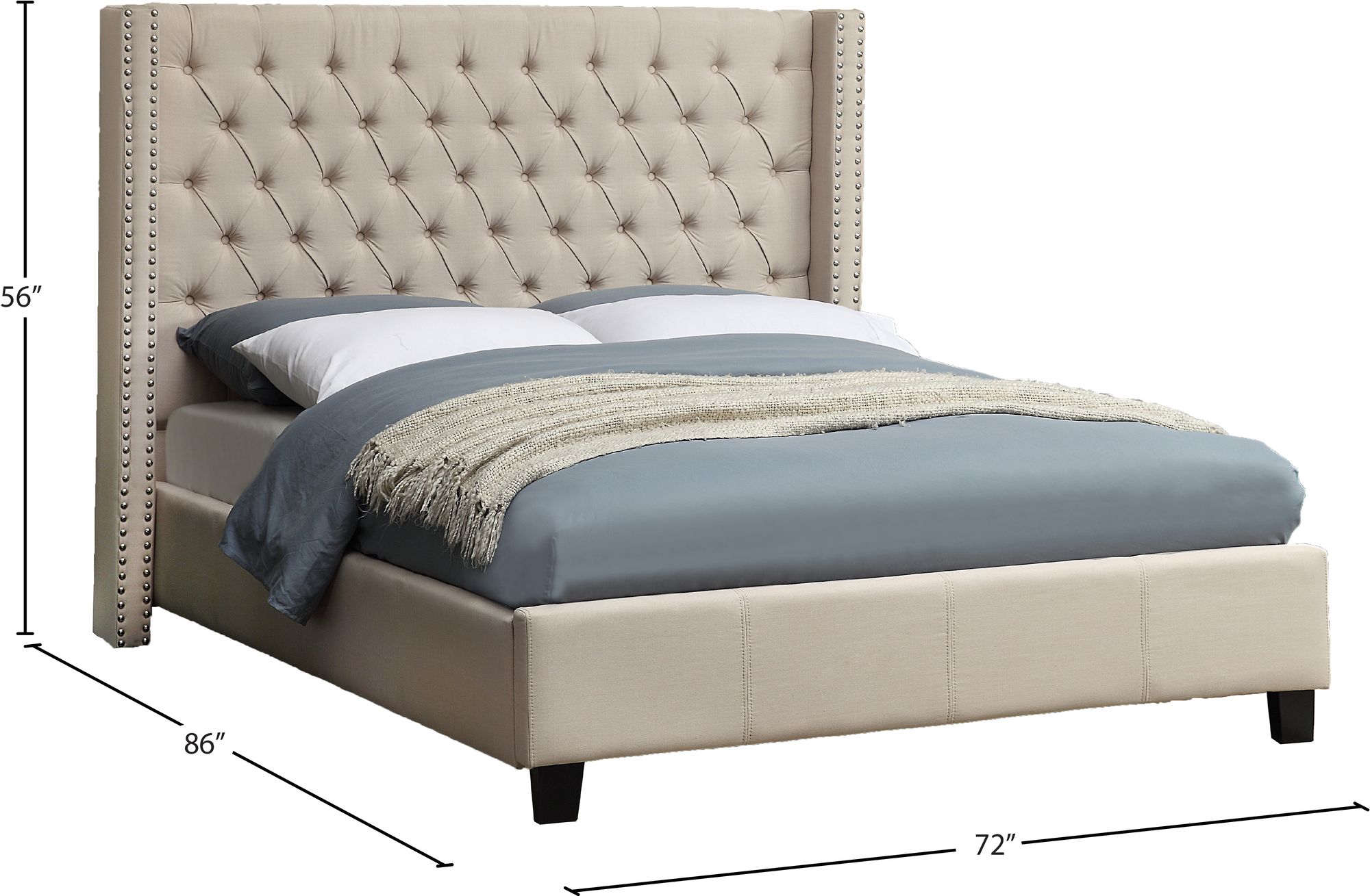 Ashton Linen Fabric Queen Size Bed