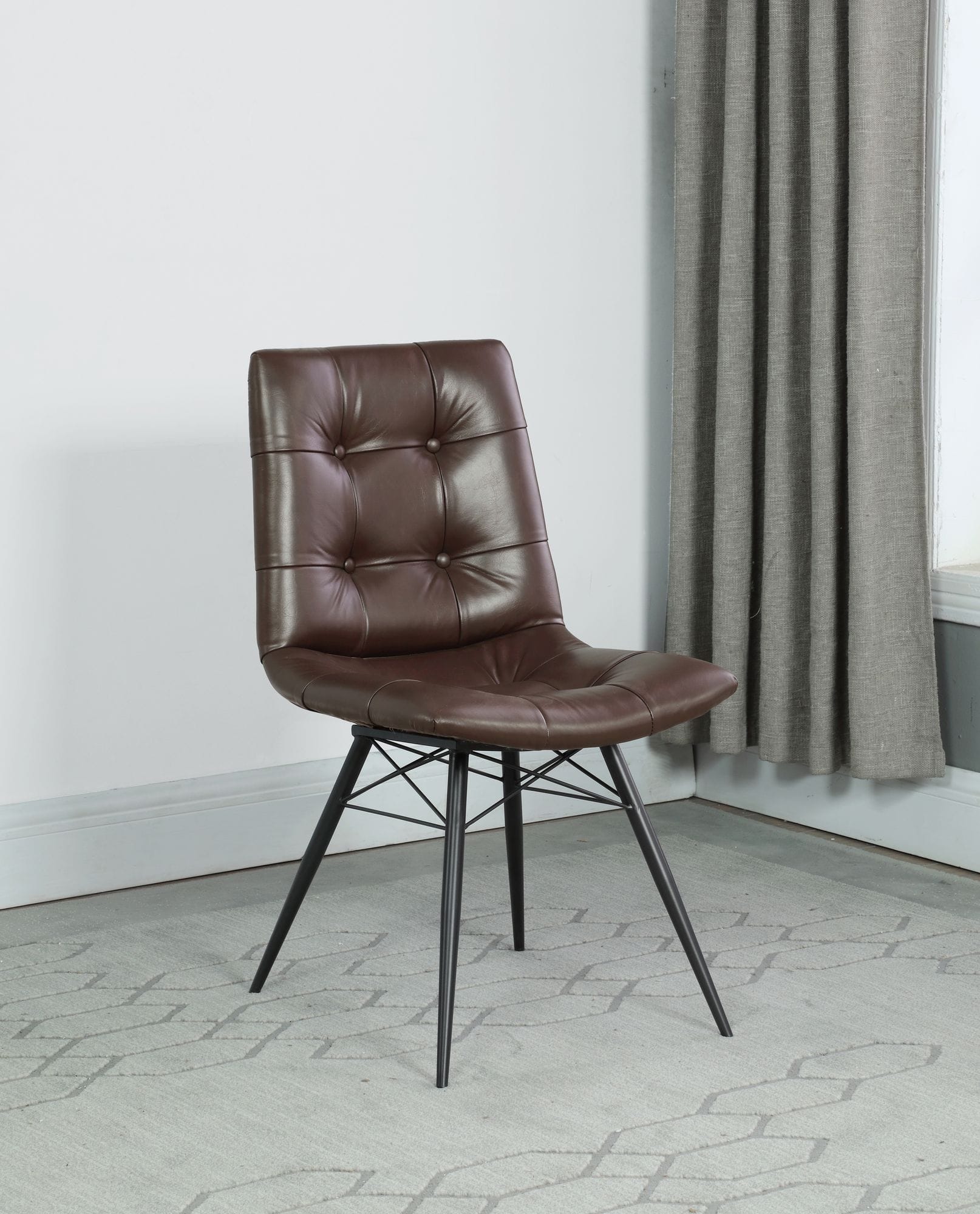 Aiken Tufted Leatherette Dining Chair with Metal Legs