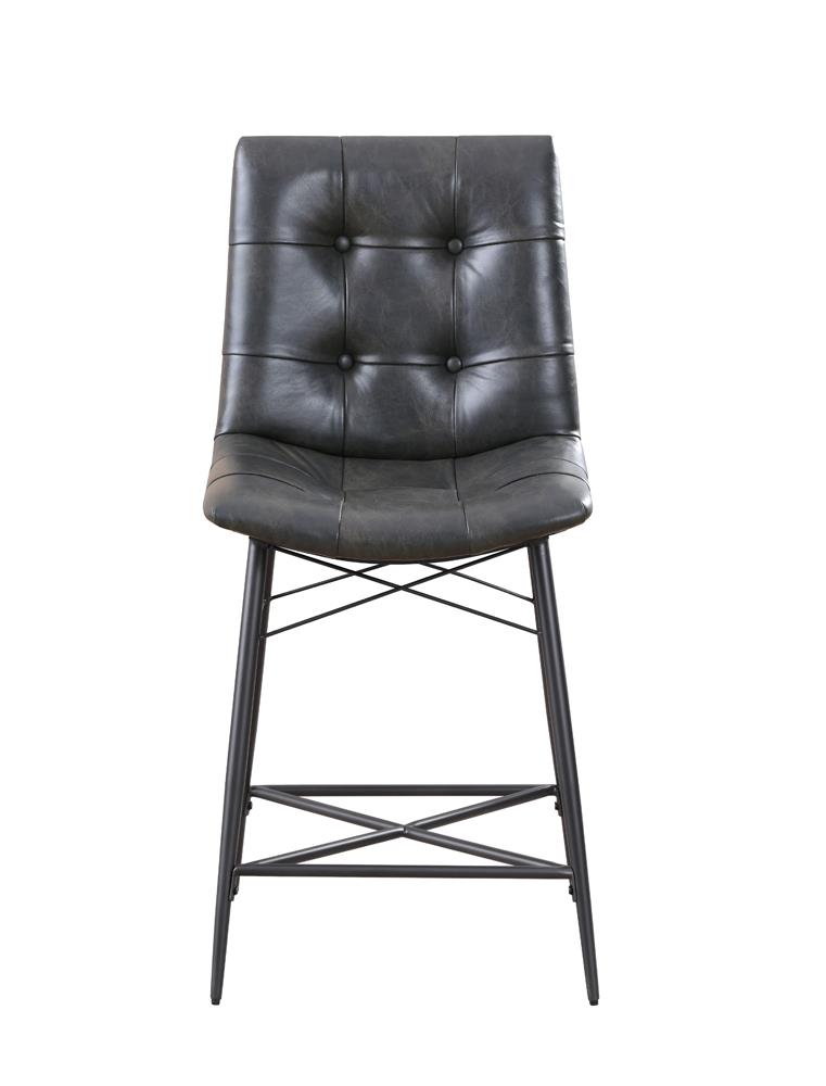 Aiken Leatherette Tufted Counter Height Stool with Metal Legs