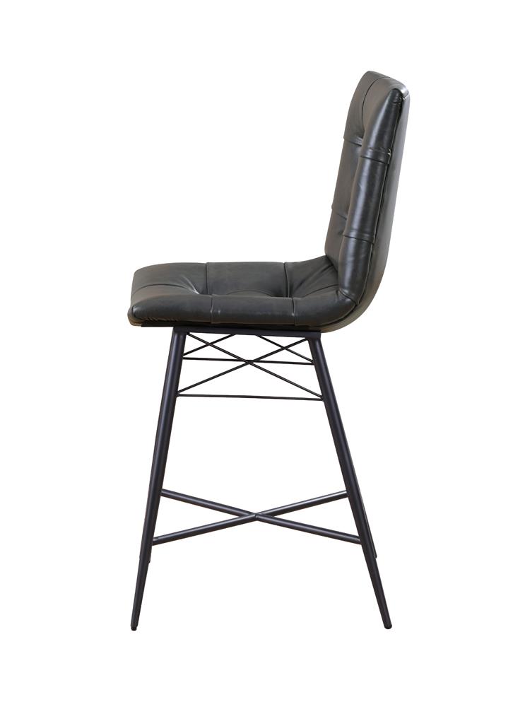 Aiken Leatherette Tufted Counter Height Stool with Metal Legs