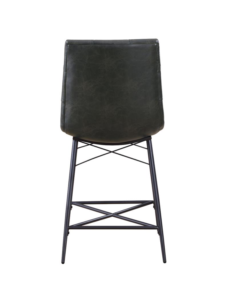 Aiken Leatherette Tufted Counter Height Stool with Metal Legs
