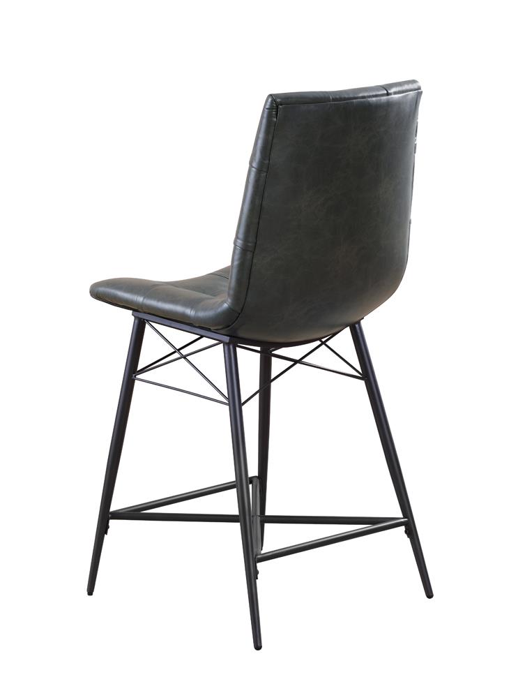 Aiken Leatherette Tufted Counter Height Stool with Metal Legs