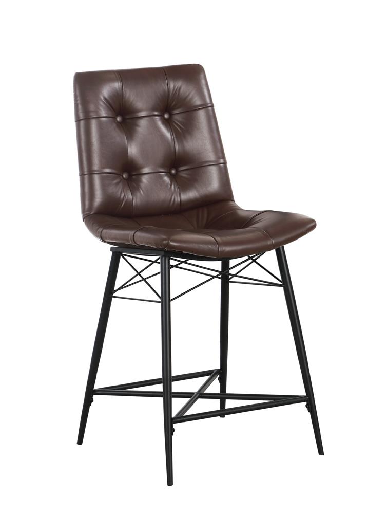 Aiken Leatherette Tufted Counter Height Stool with Metal Legs