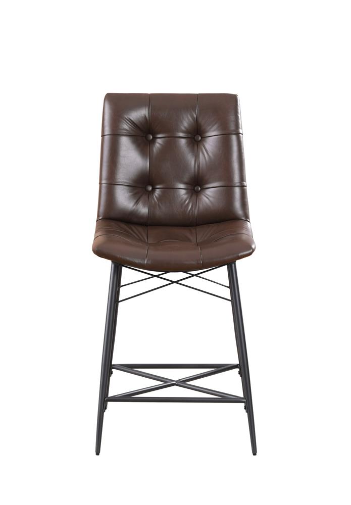 Aiken Leatherette Tufted Counter Height Stool with Metal Legs