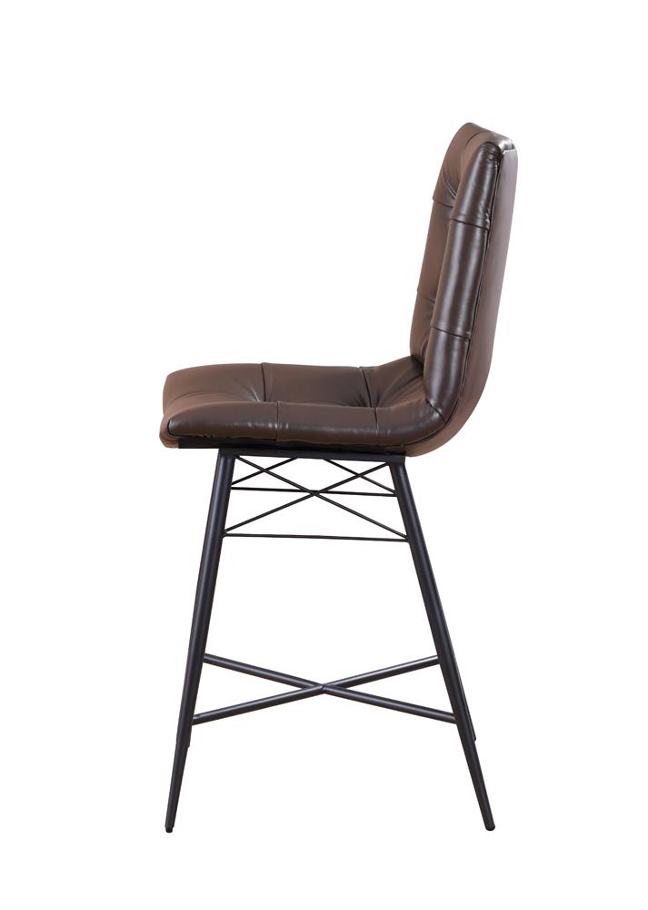 Aiken Leatherette Tufted Counter Height Stool with Metal Legs