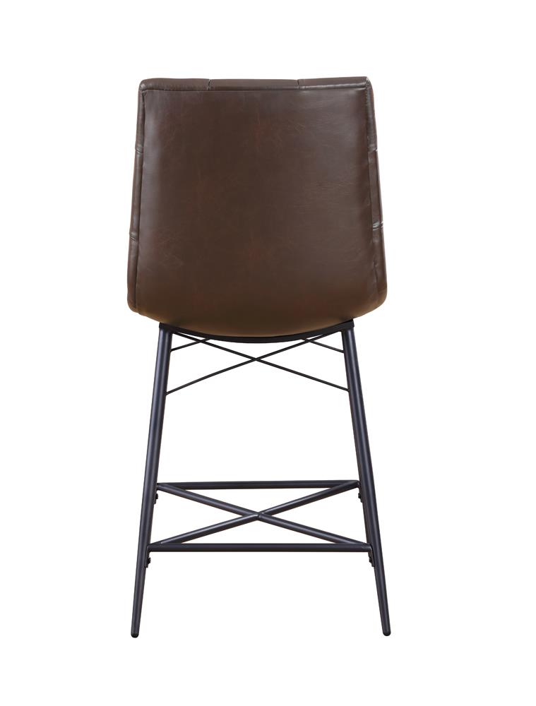 Aiken Leatherette Tufted Counter Height Stool with Metal Legs