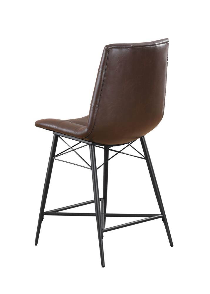 Aiken Leatherette Tufted Counter Height Stool with Metal Legs