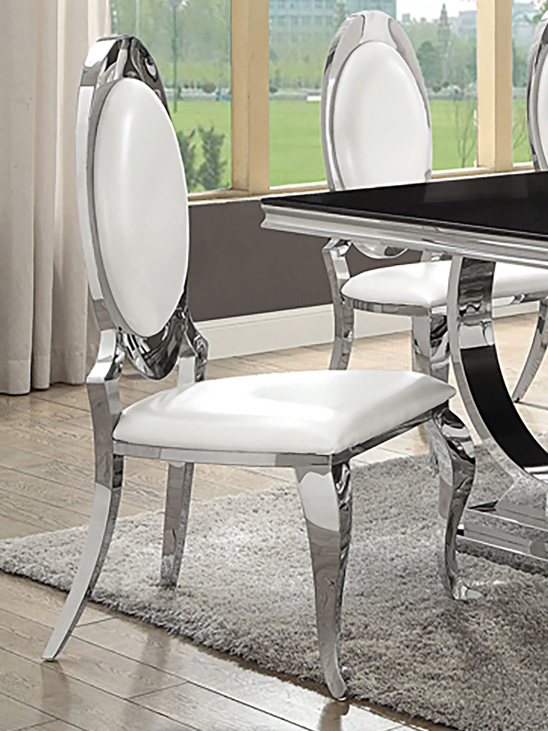 Anchorage Leatherette Oval Back Side Chair with Chrome Legs
