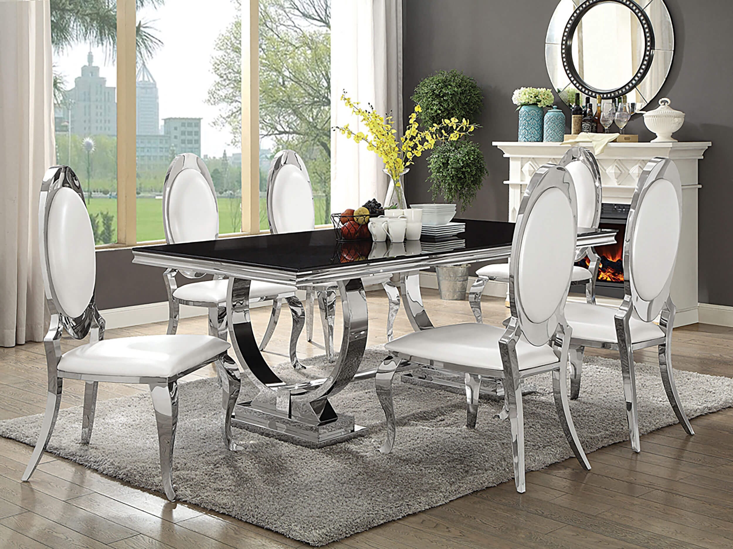 Anchorage Leatherette Oval Back Side Chair with Chrome Legs