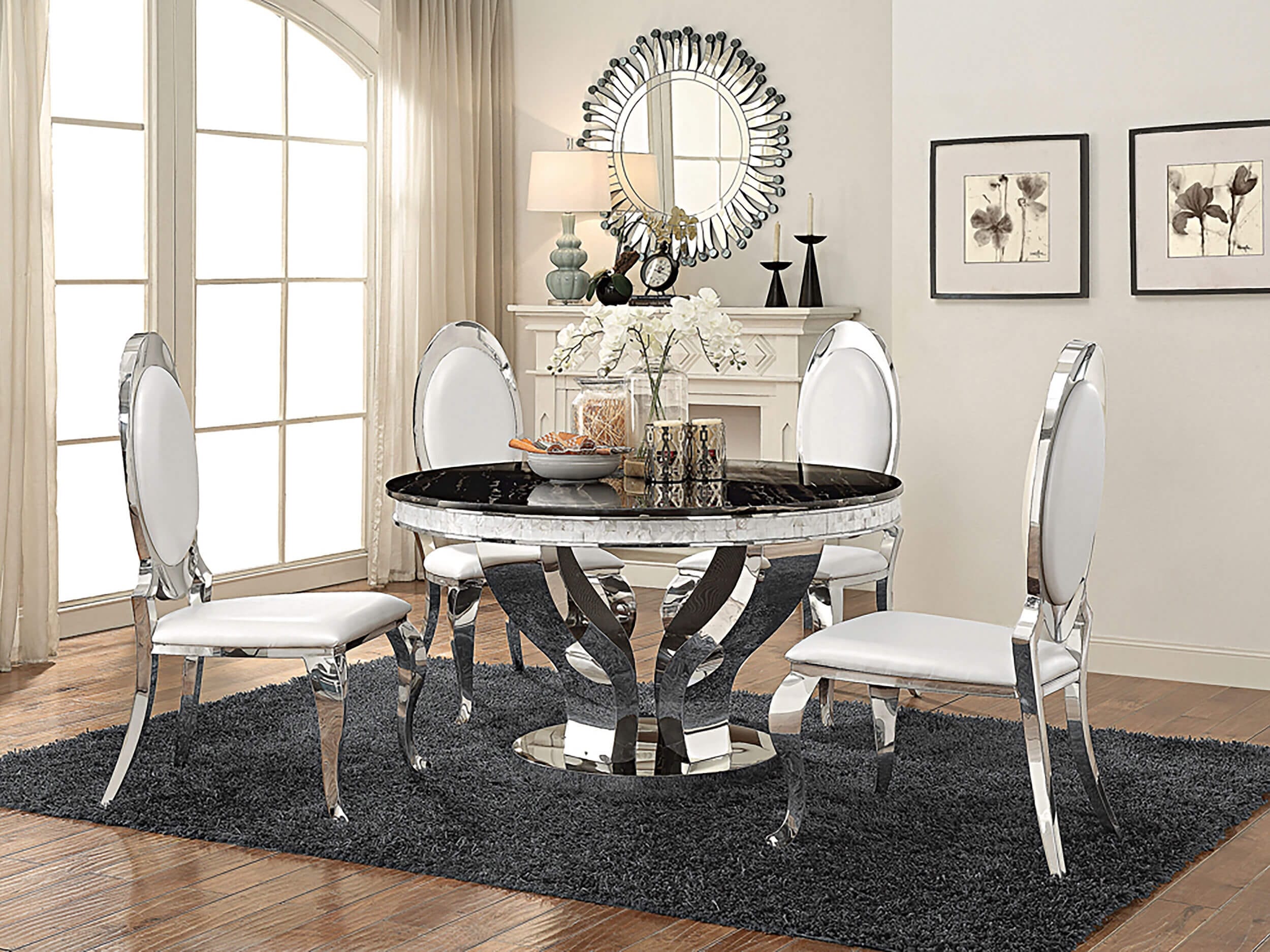 Anchorage Leatherette Oval Back Side Chair with Chrome Legs