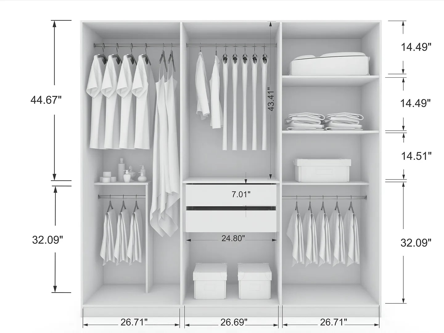 Gramercy Freestanding Wardrobe Armoire Closet 