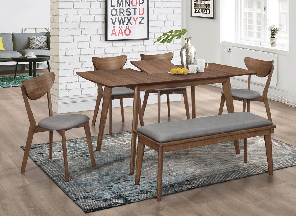 Alfredo Fabric Dining Bench with Wood Legs