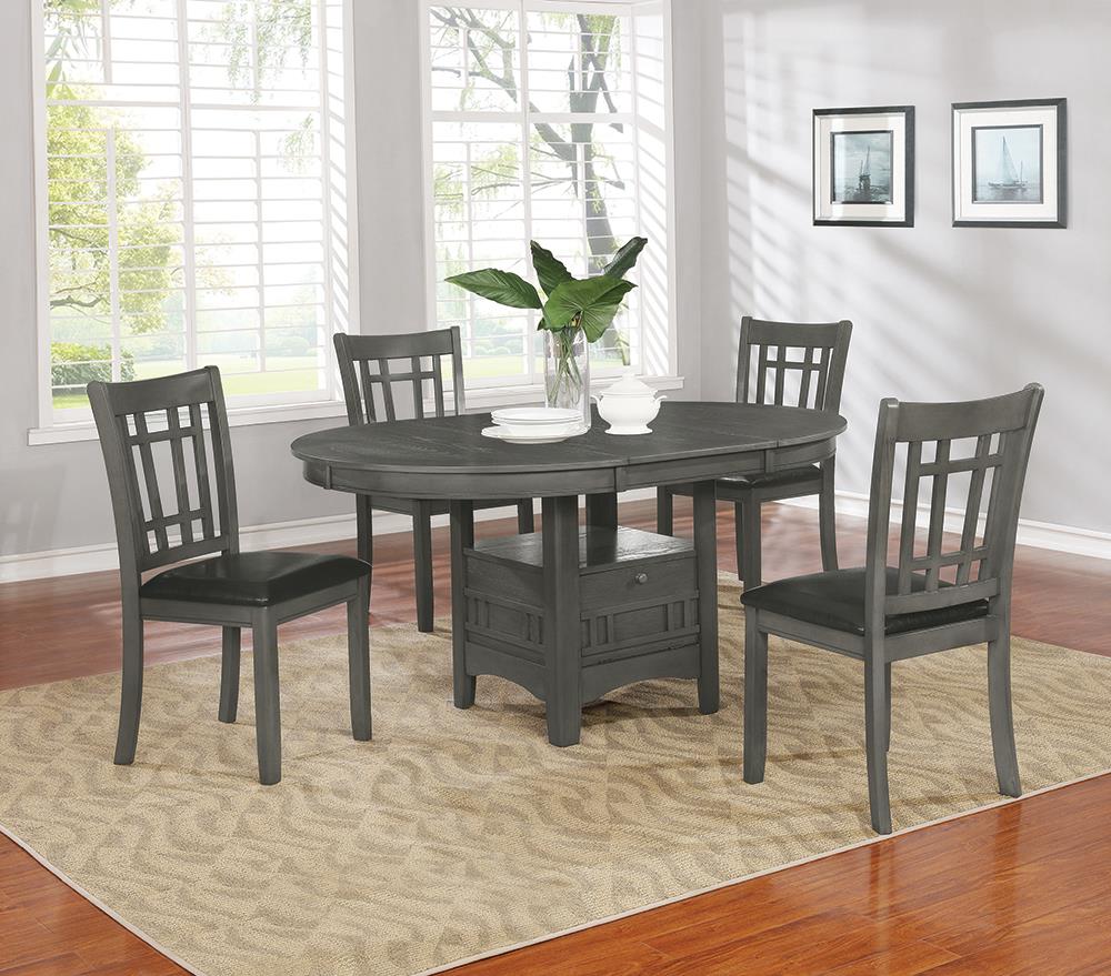Lavon 42" Wood Veneer Round Extendable Dining Table with Storage