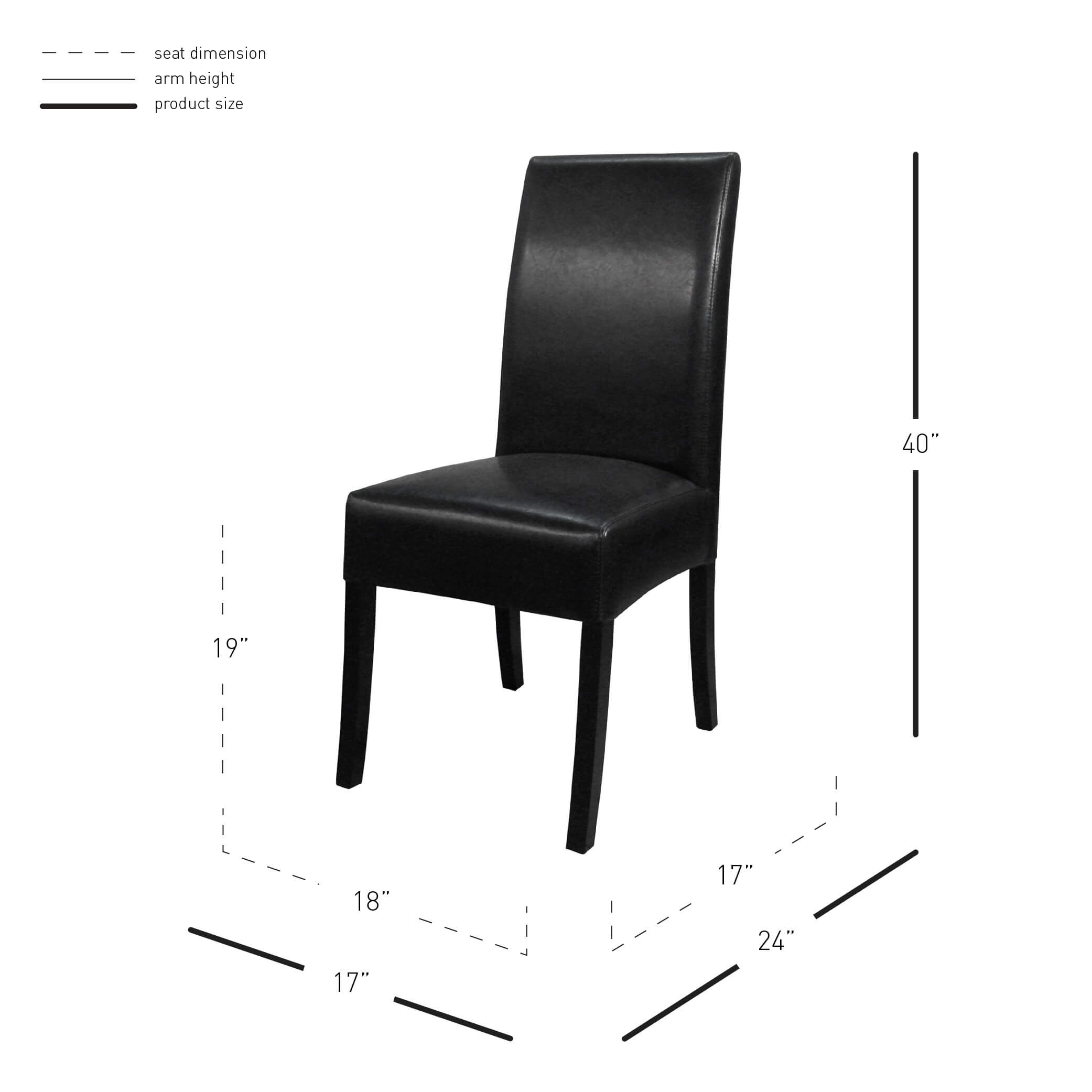 Valencia Bonded Leather Dining Chair, Black Legs