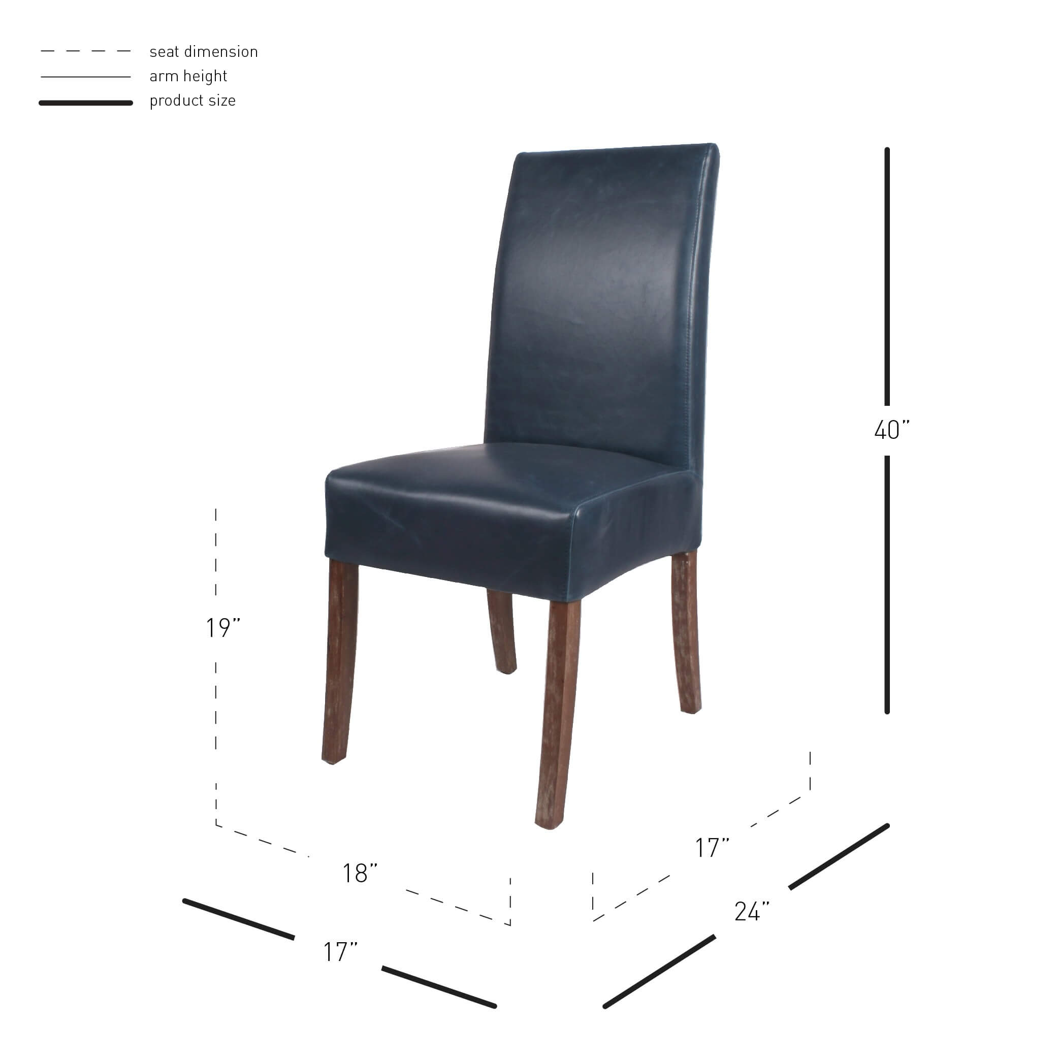 Valencia Bonded Leather Dining Chair, Drift Wood Legs