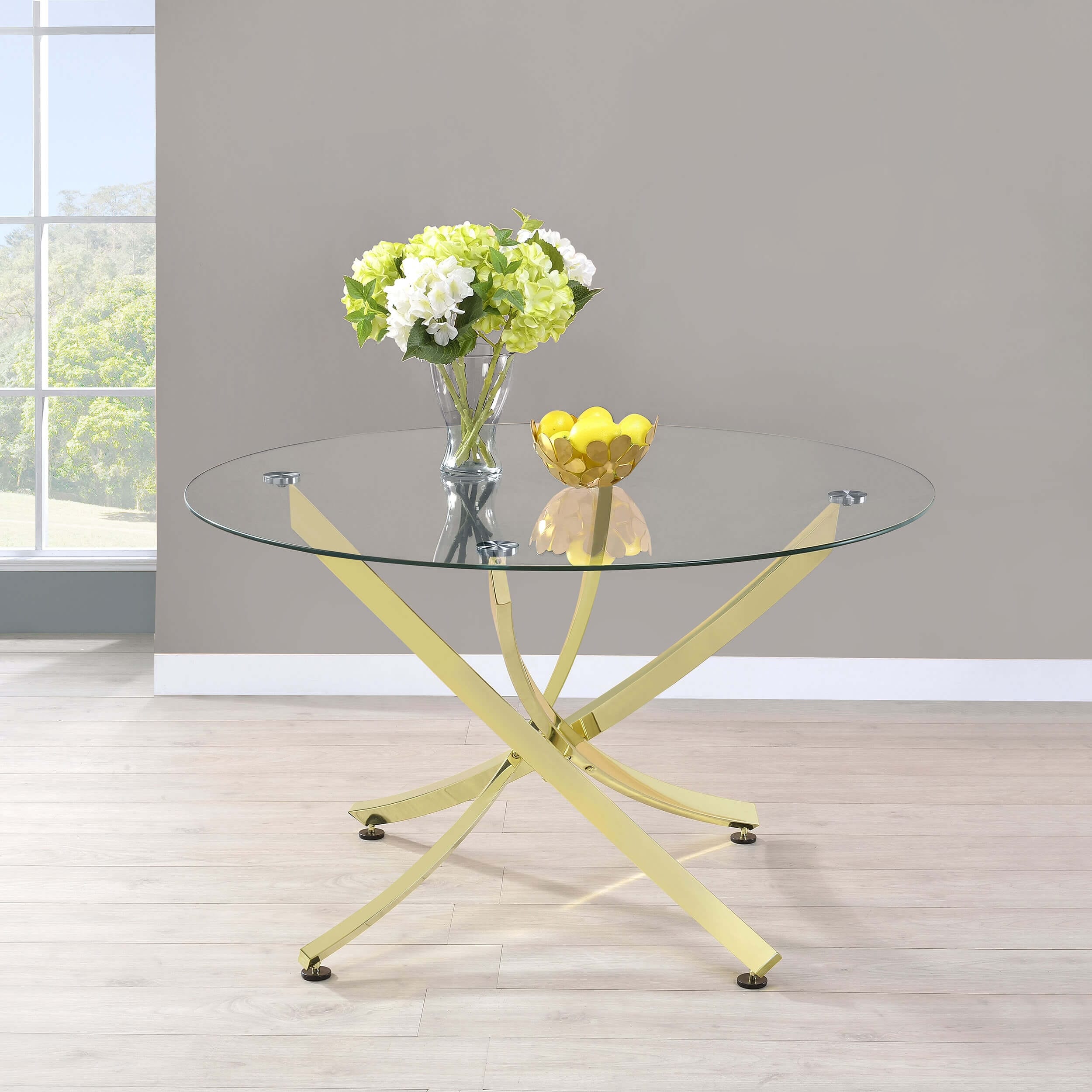 Beckham 46" Round Dining Table with Metal Base