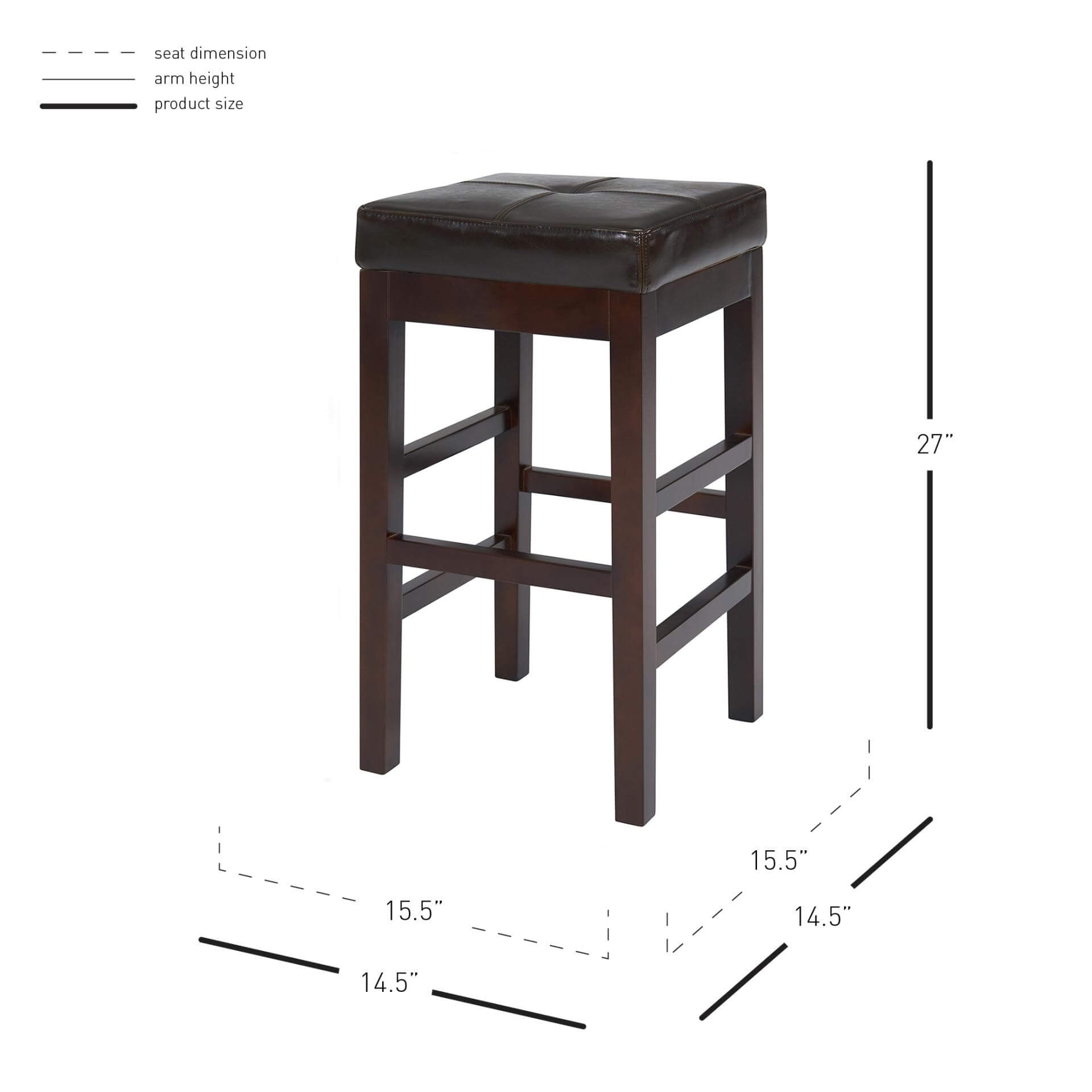 Valencia Backless Bicast Leather Counter Stool, Wenge Legs