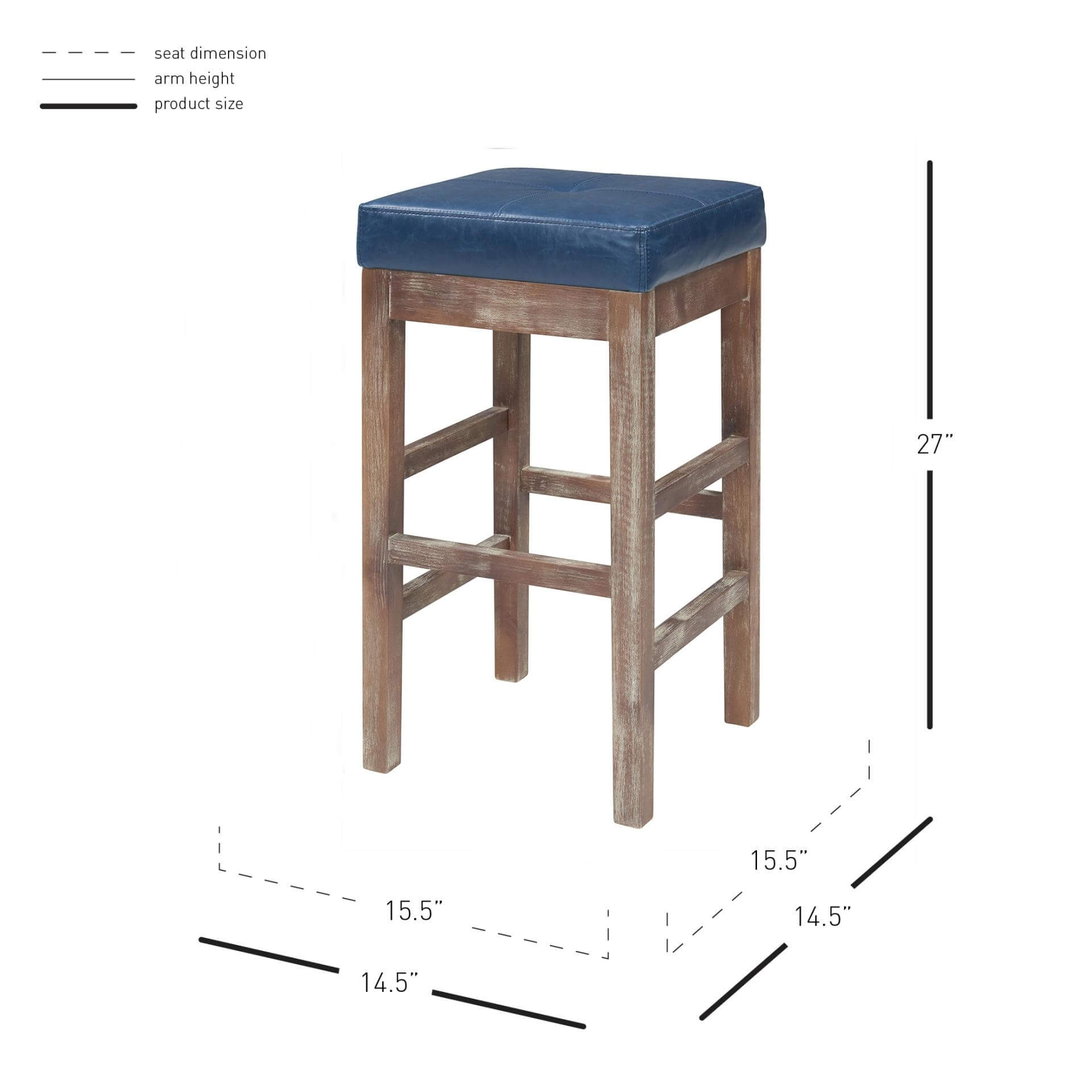 Valencia Bonded Leather Counter Stool, Drift Wood Legs