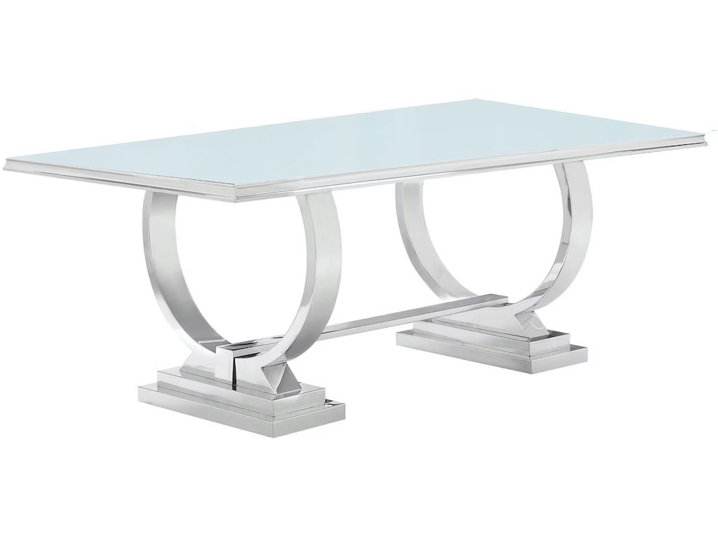 Antoine 95.5" Rectangular Glass Top Dining Table with Chrome Legs