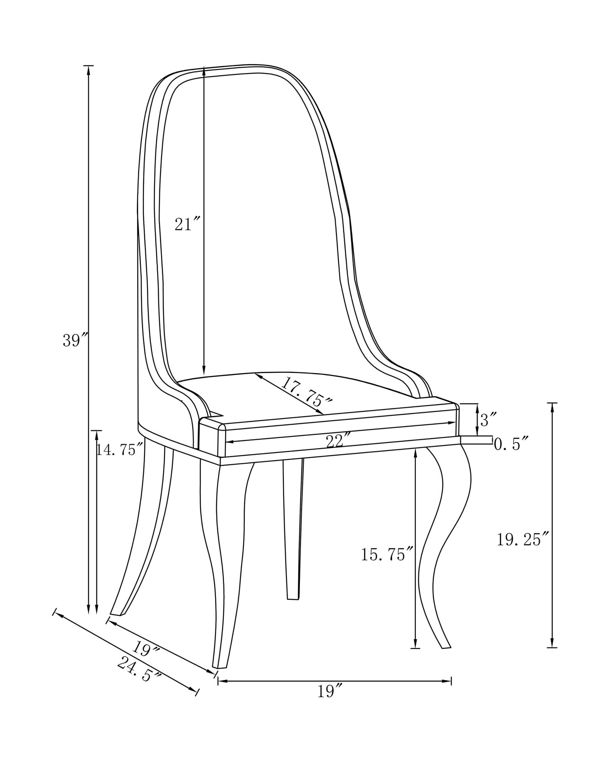 Antoine Fabric Demi Arm Dining Chair with Chrome Legs