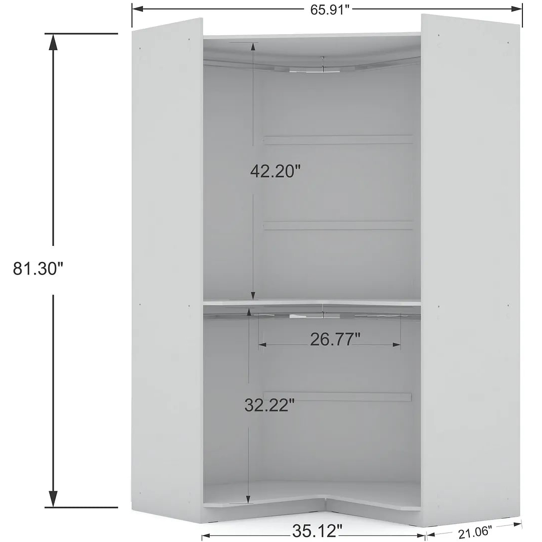 Mulberry Open Corner Closet w/2 Hanging Rods 