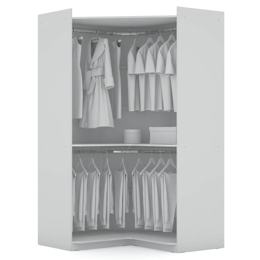 Mulberry Open Corner Closet w/2 Hanging Rods 
