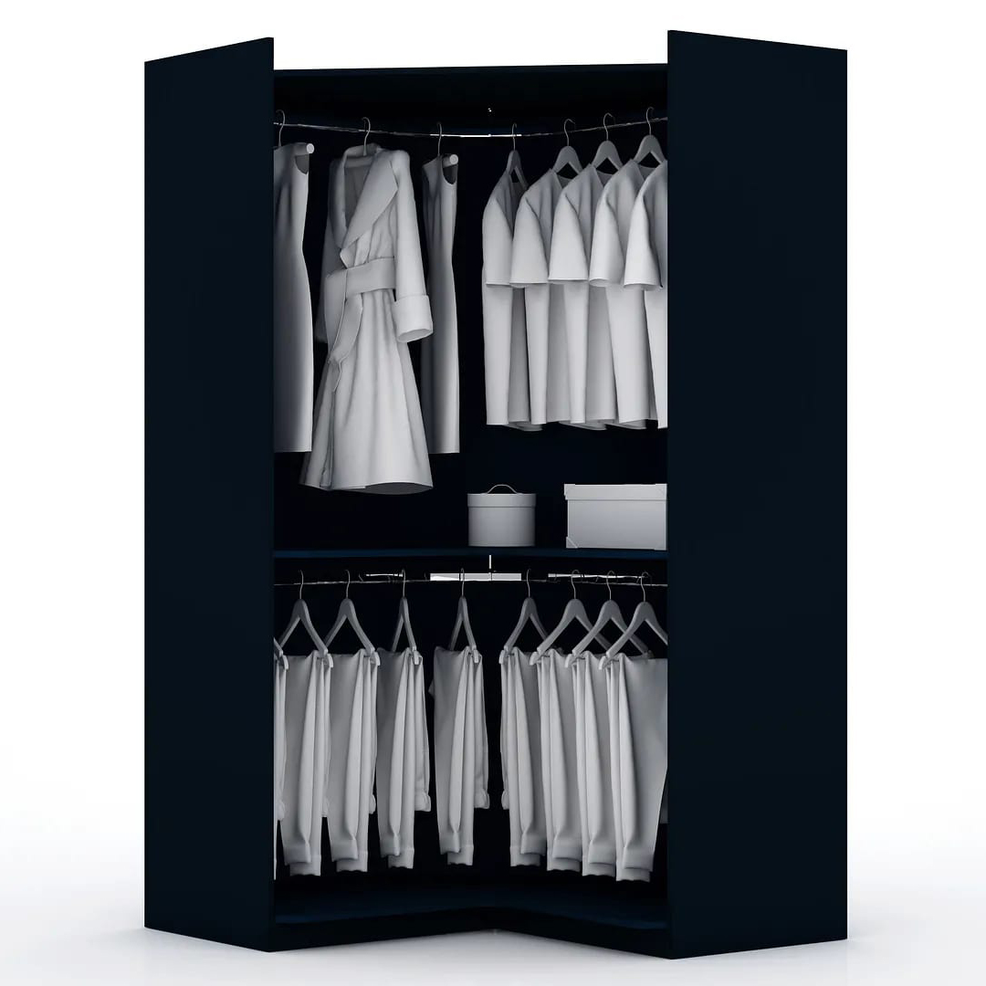 Mulberry Open Corner Closet w/2 Hanging Rods 