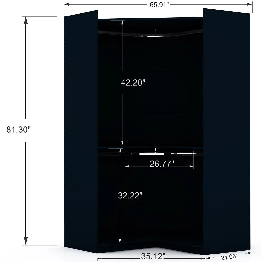 Mulberry Open Corner Closet w/2 Hanging Rods 
