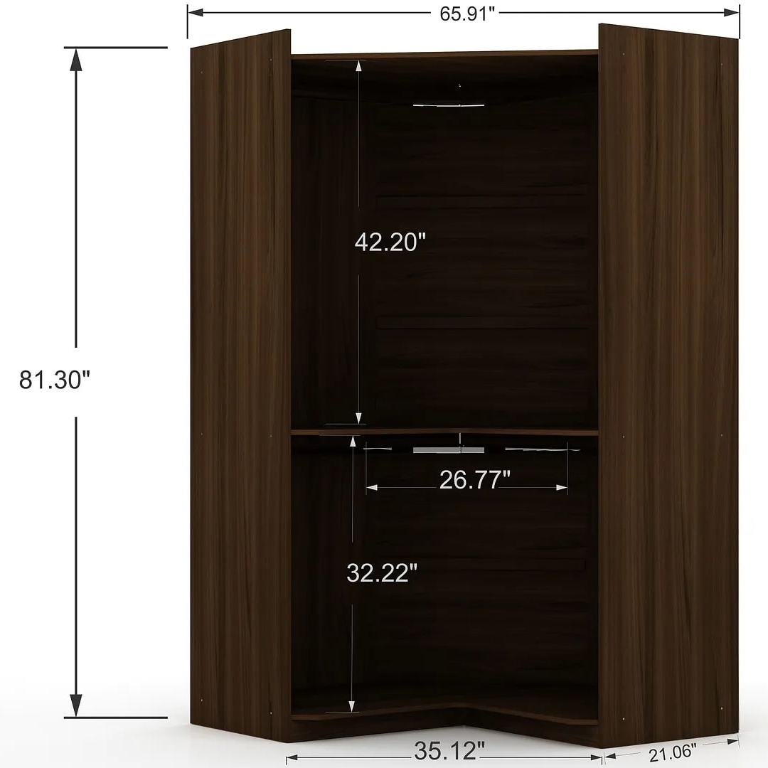 Mulberry Open Corner Closet w/2 Hanging Rods 