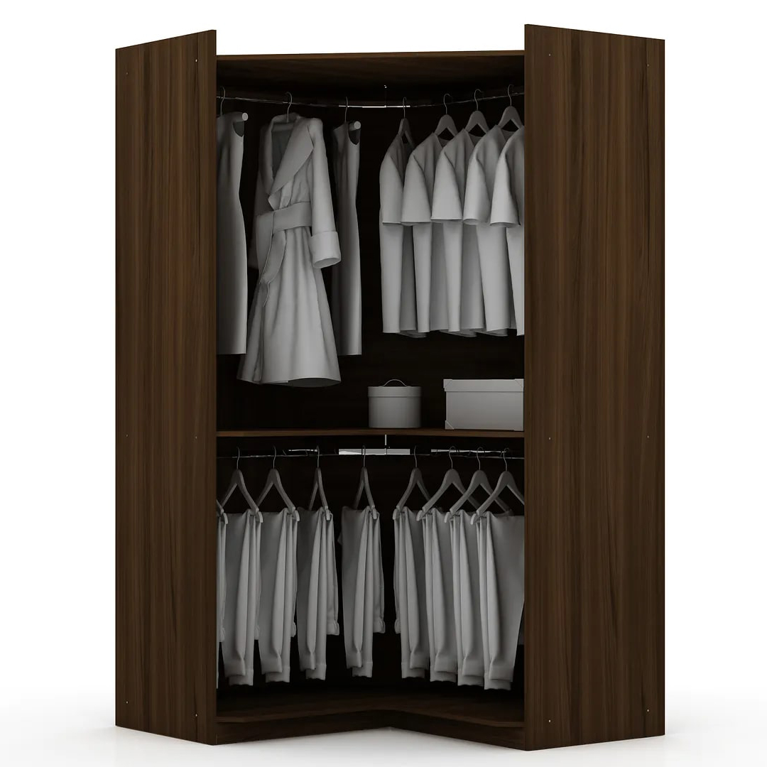 Mulberry Open Corner Closet w/2 Hanging Rods 