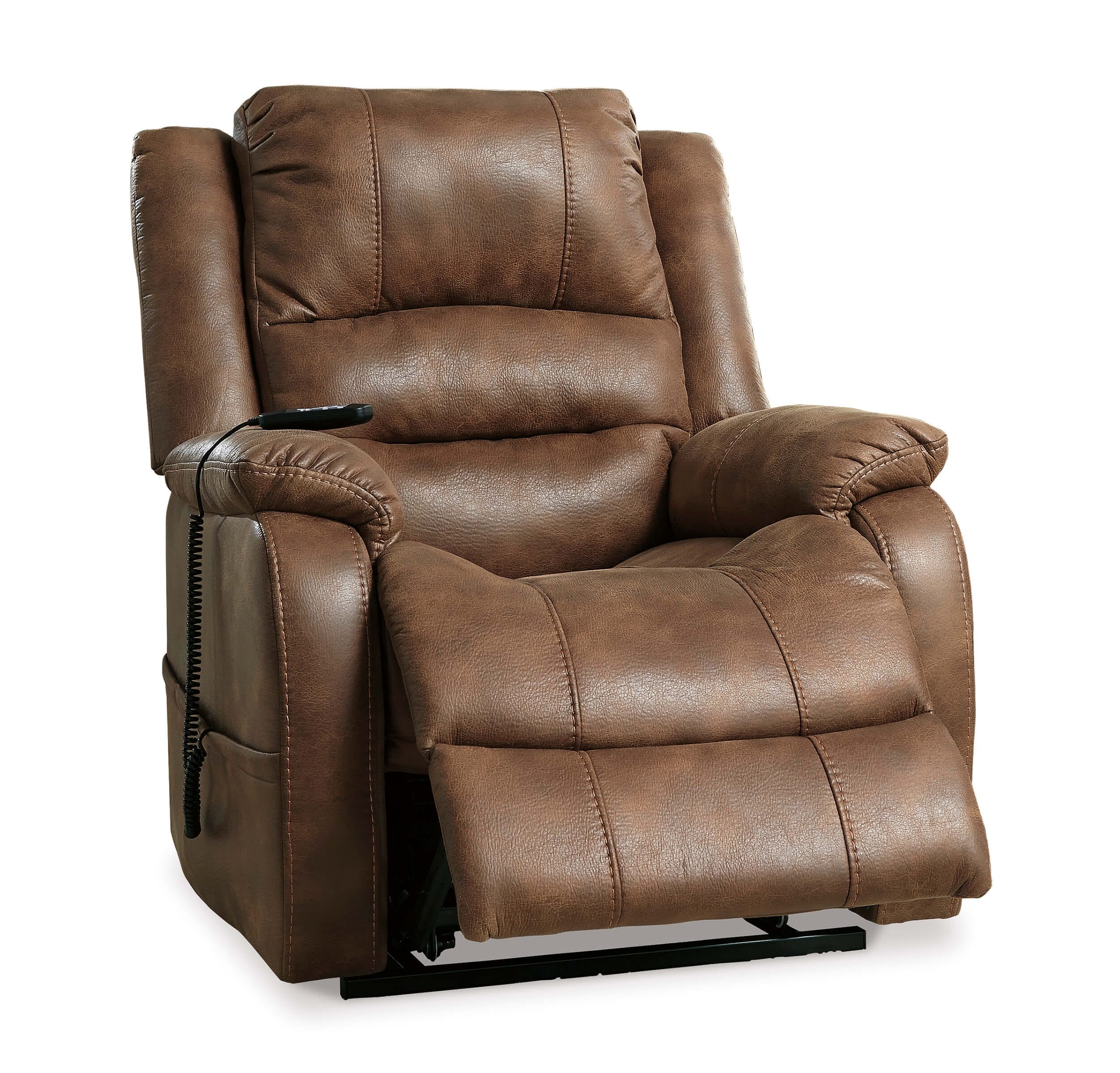 Ashley Yandel Faux Leather Power Recliner Saddle Chair
