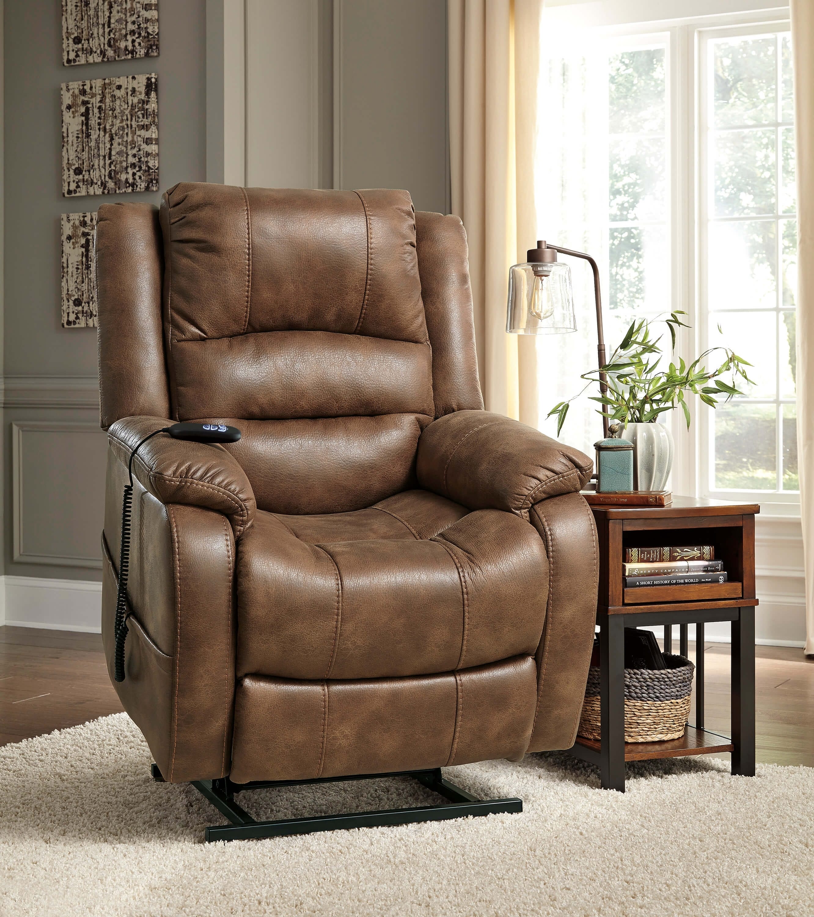 Ashley Yandel Faux Leather Power Lift Recliner Chair
