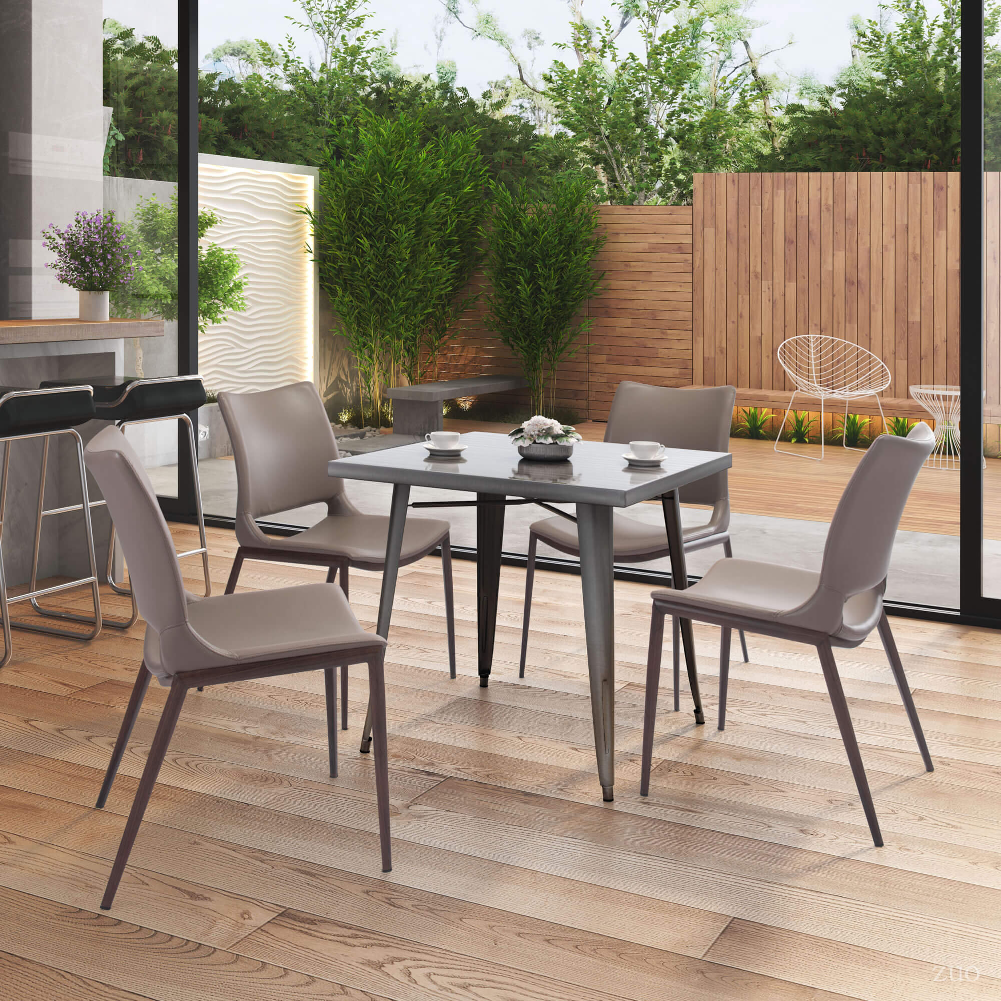 Ace Dining Chair, Gray & Walnut by Zuo Modern