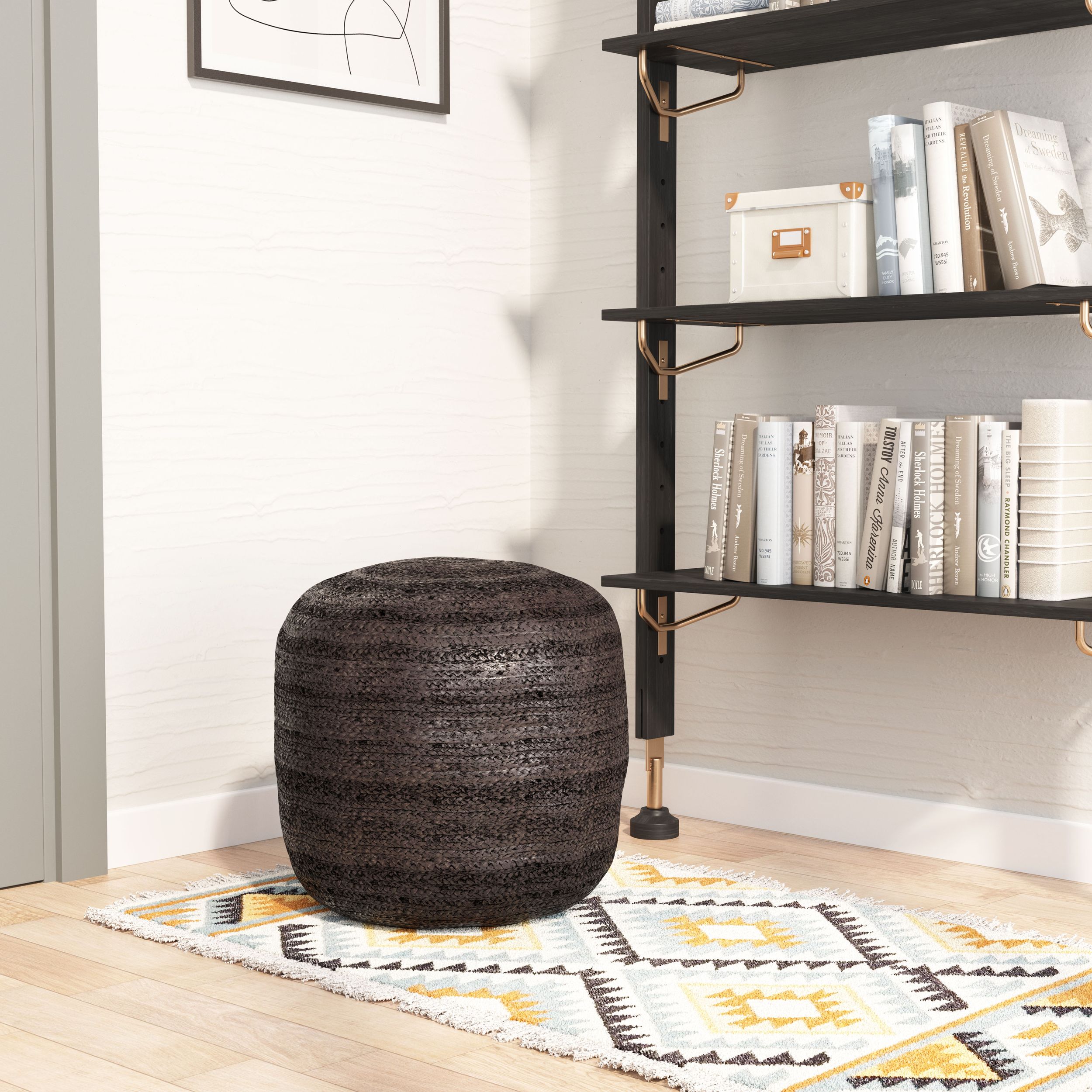 Lillian Round Jute Ottoman