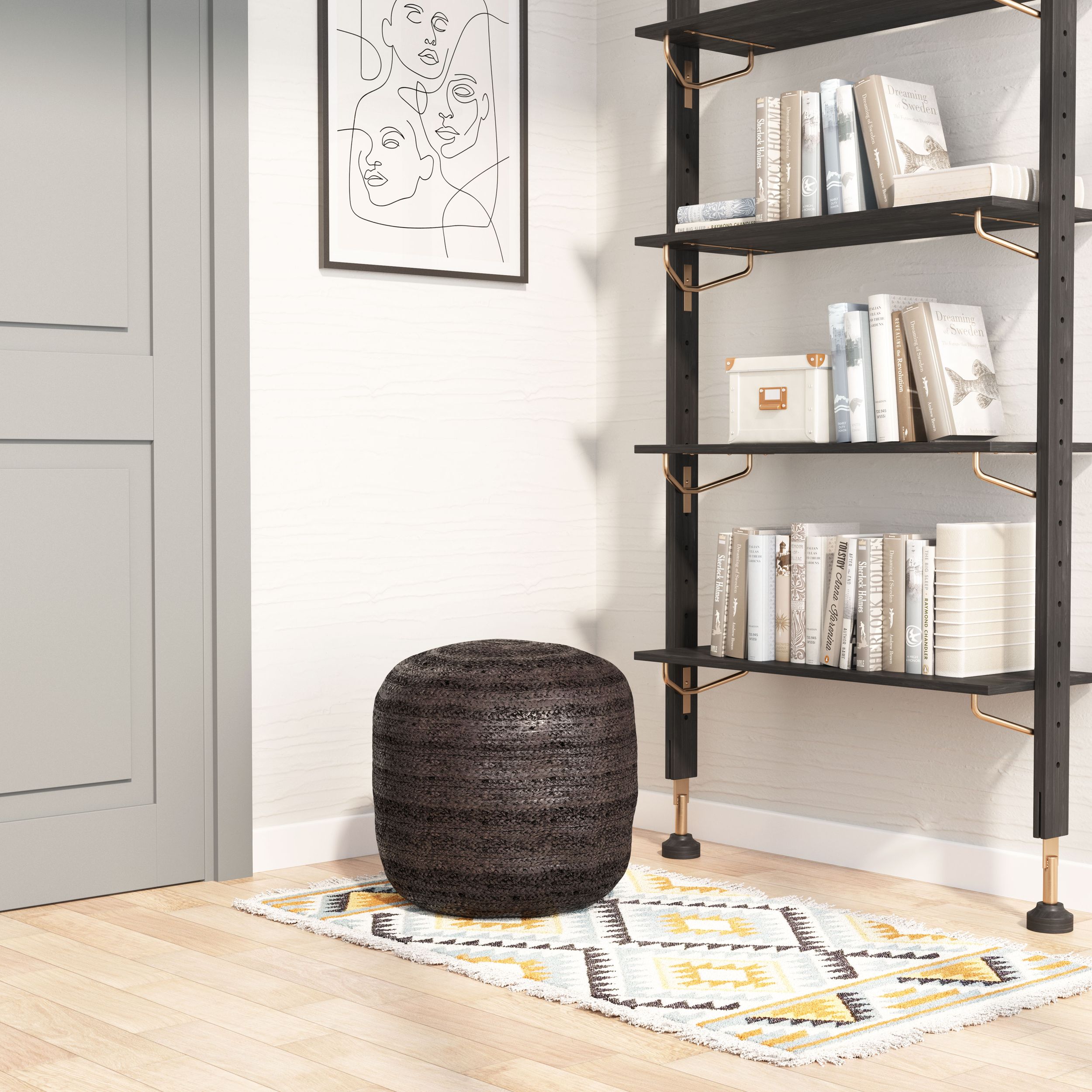Lillian Round Jute Ottoman