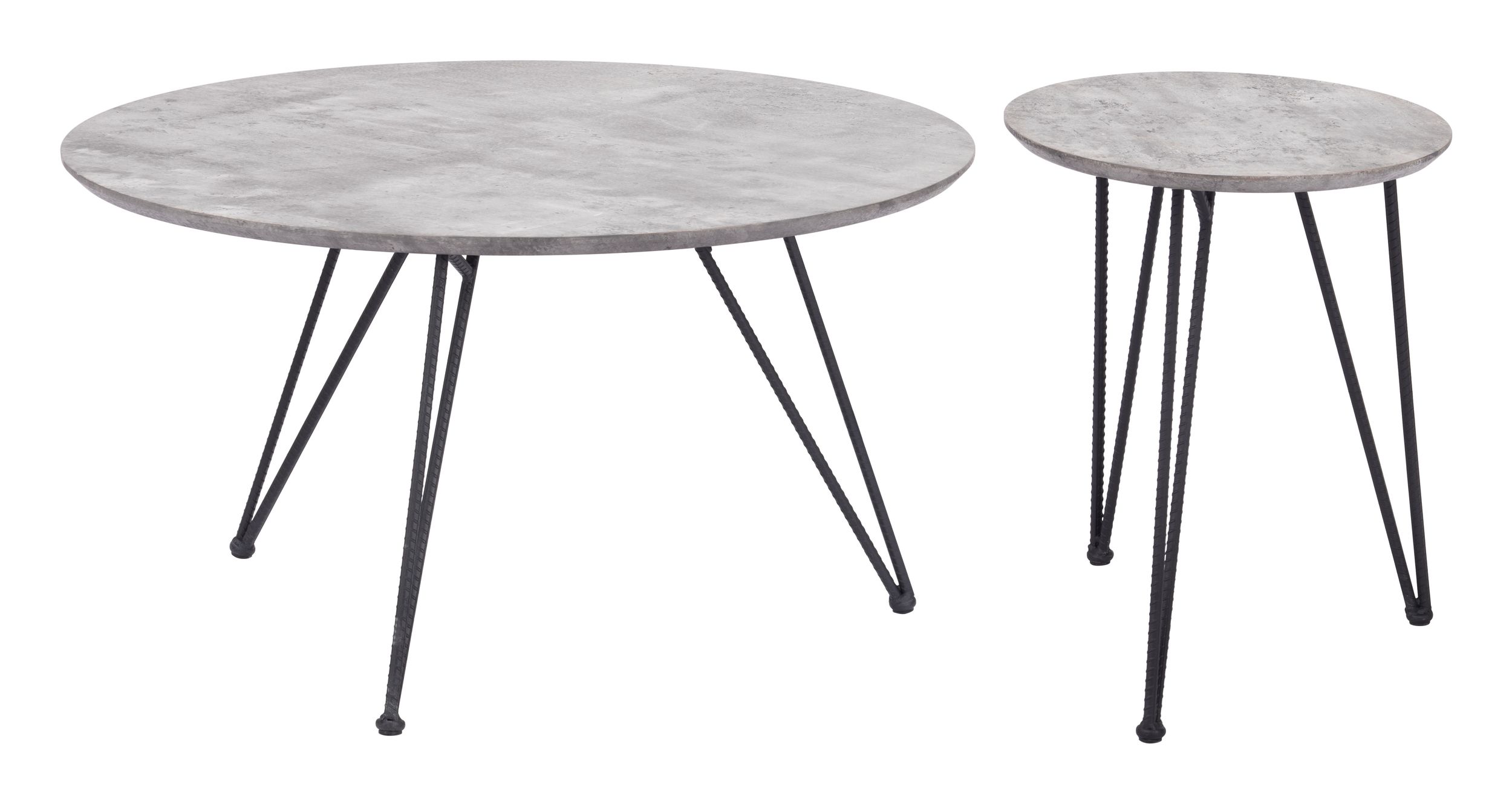 Kerris Round Faux Concrete/Steel Coffee Table Set