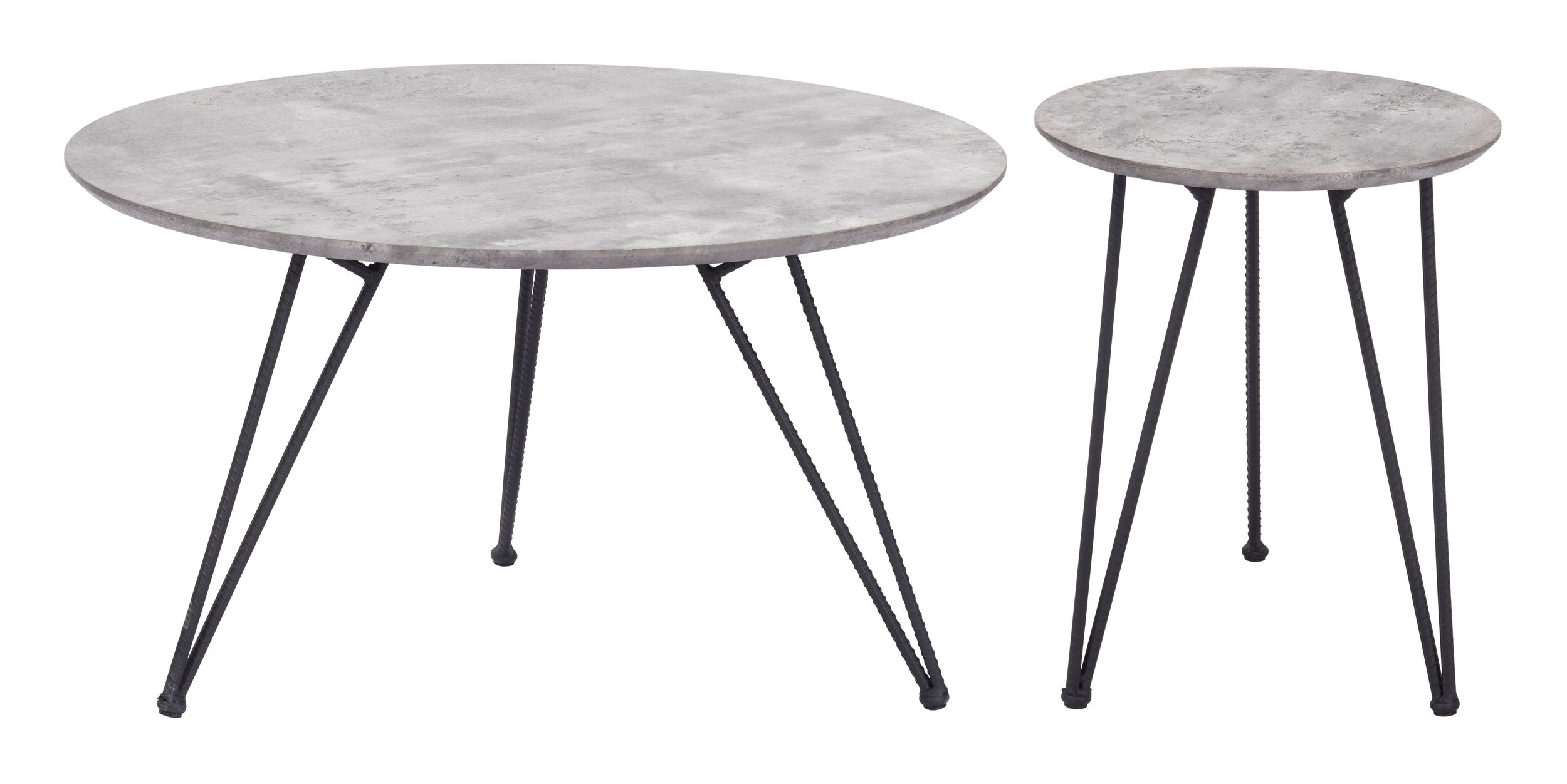Kerris Round Faux Concrete/Steel Coffee Table Set