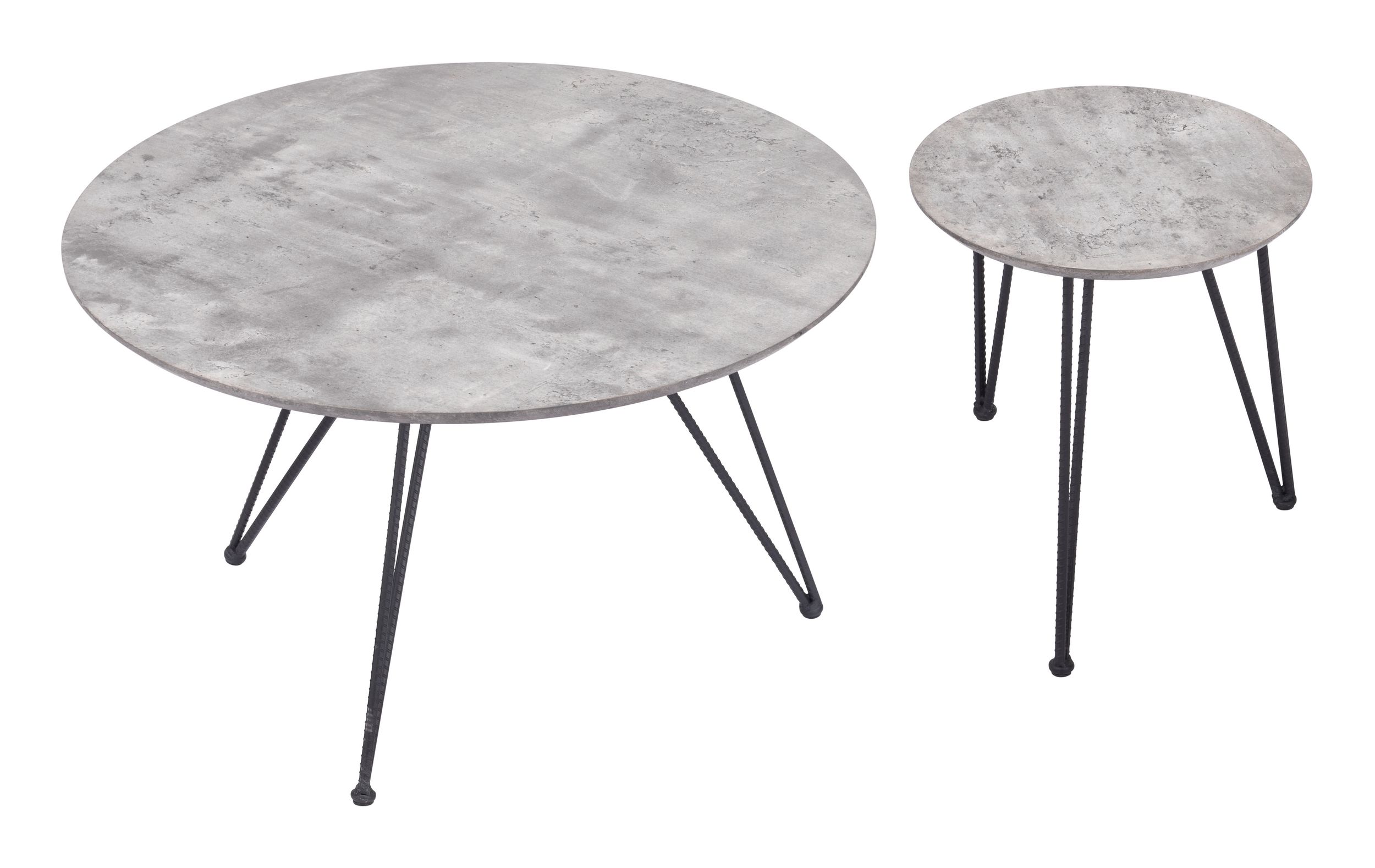 Kerris Round Faux Concrete/Steel Coffee Table Set