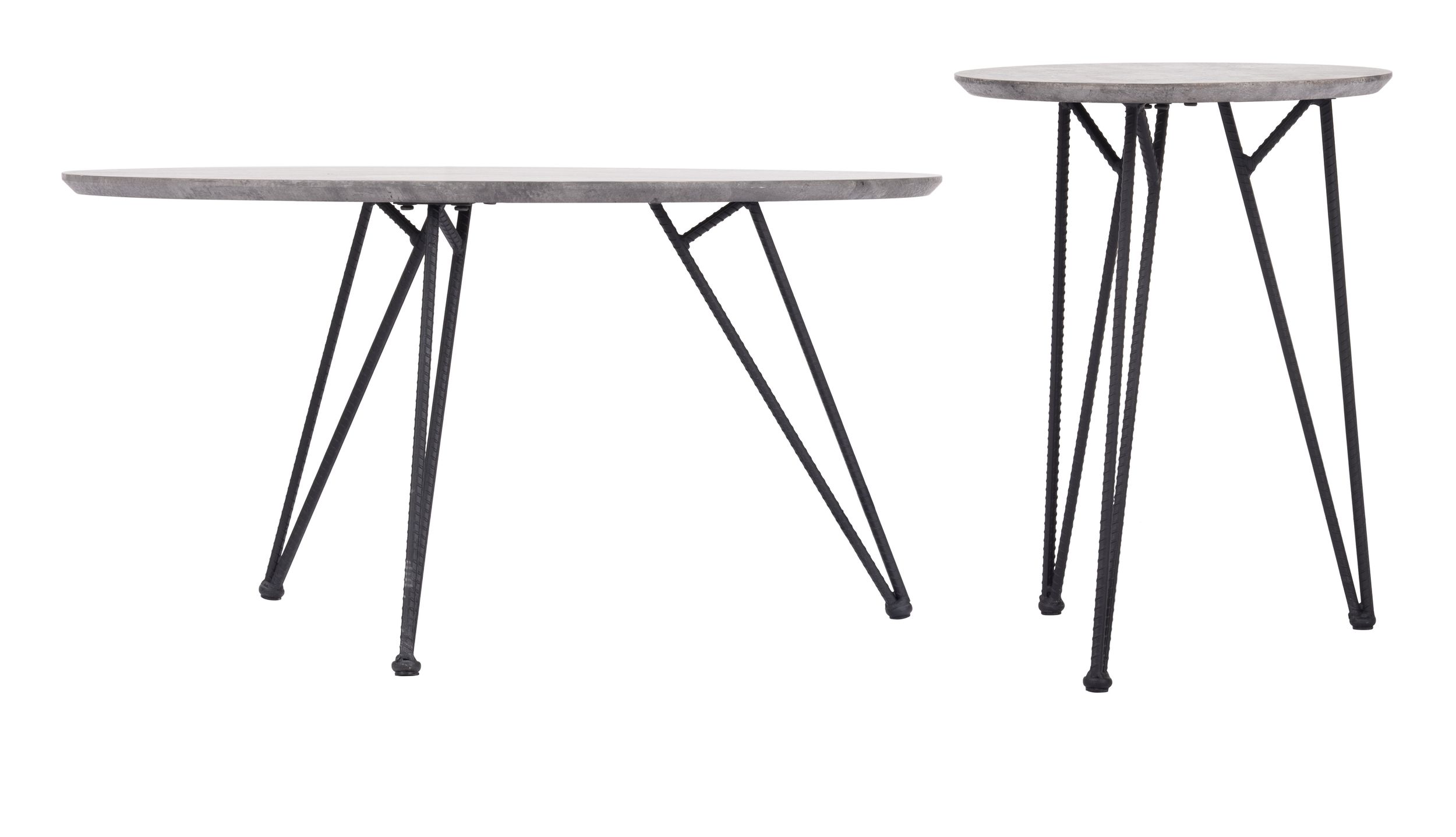 Kerris Round Faux Concrete/Steel Coffee Table Set