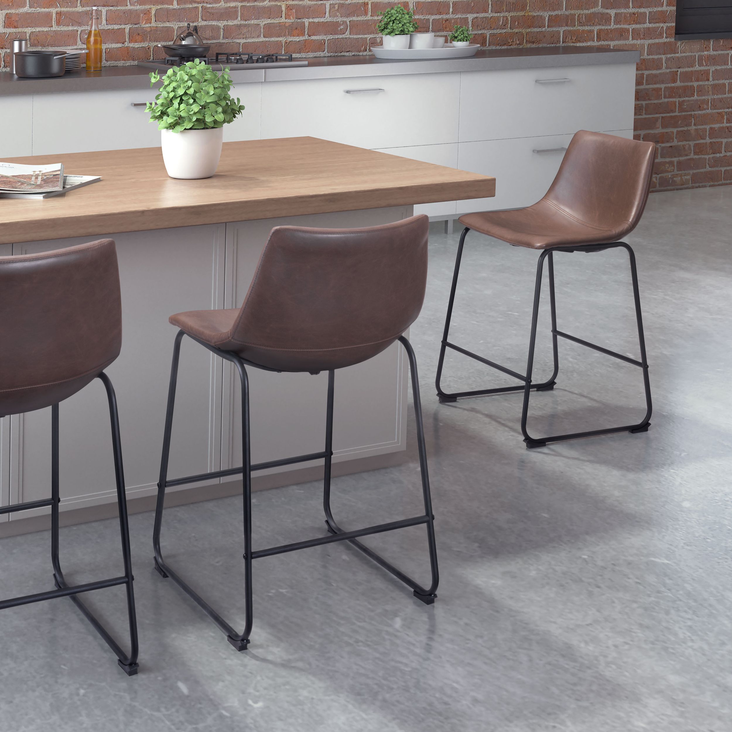 Smart Faux Leather/Steel Counter Stool