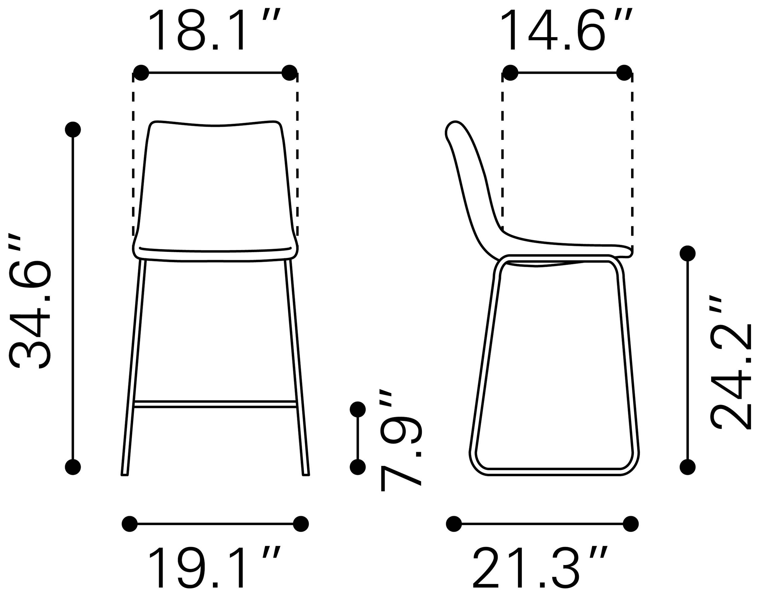Smart Faux Leather/Steel Counter Stool