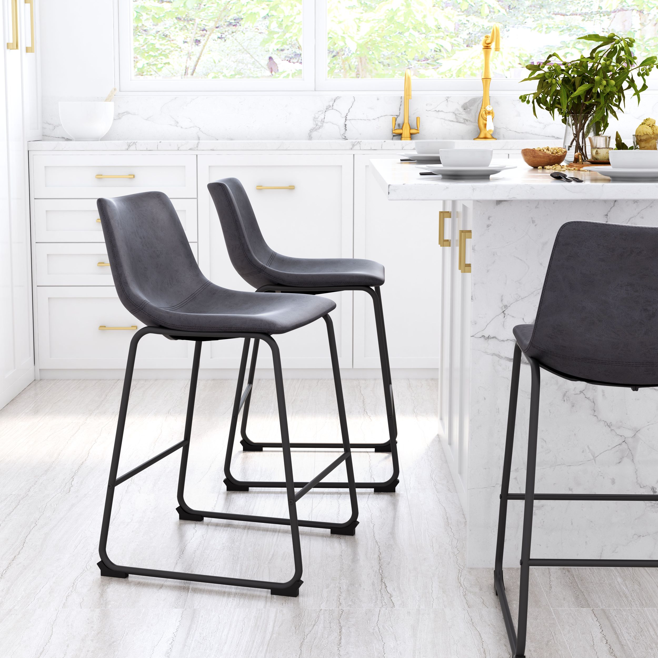 Smart Faux Leather/Steel Counter Stool
