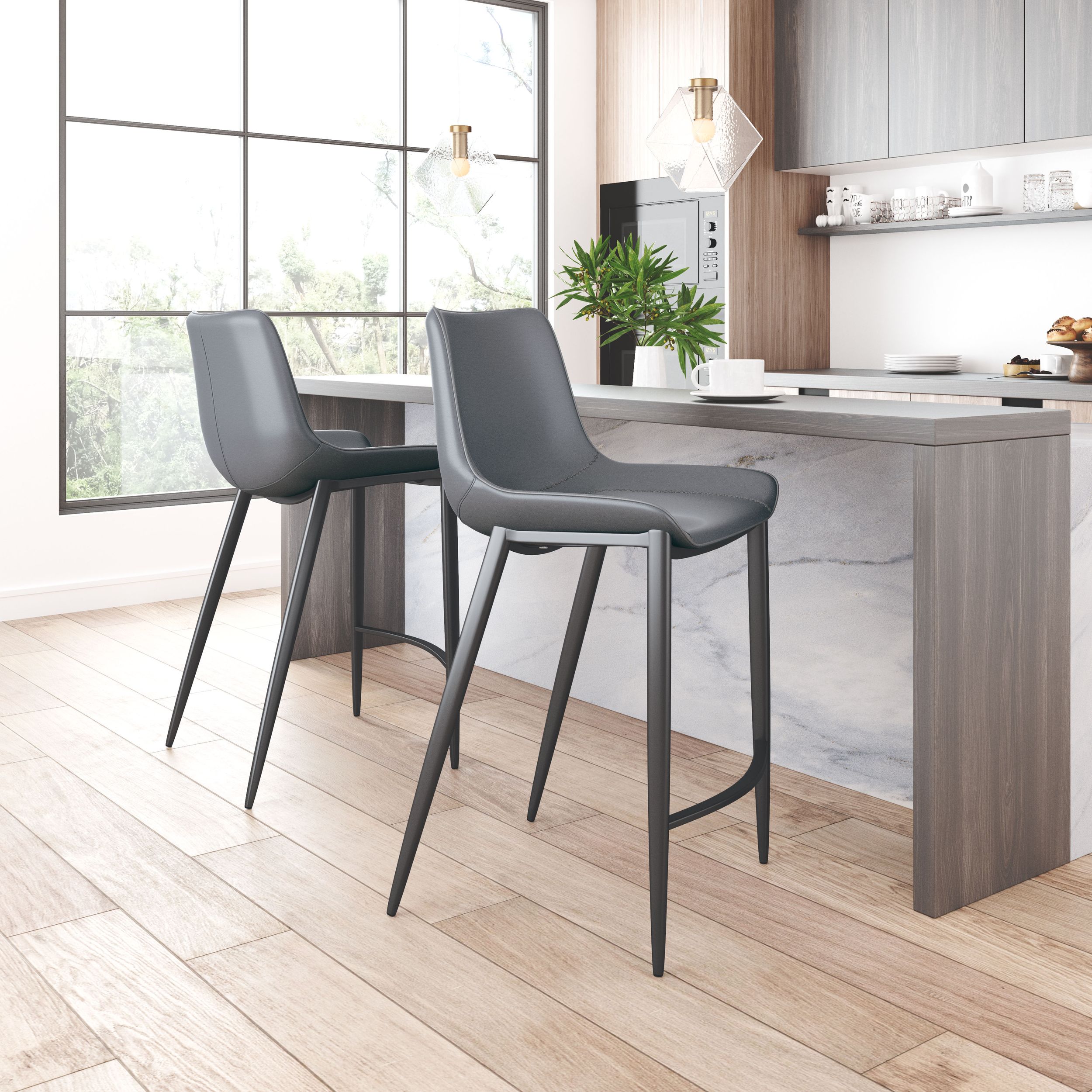 Magnus Faux Leather/Steel Barstool