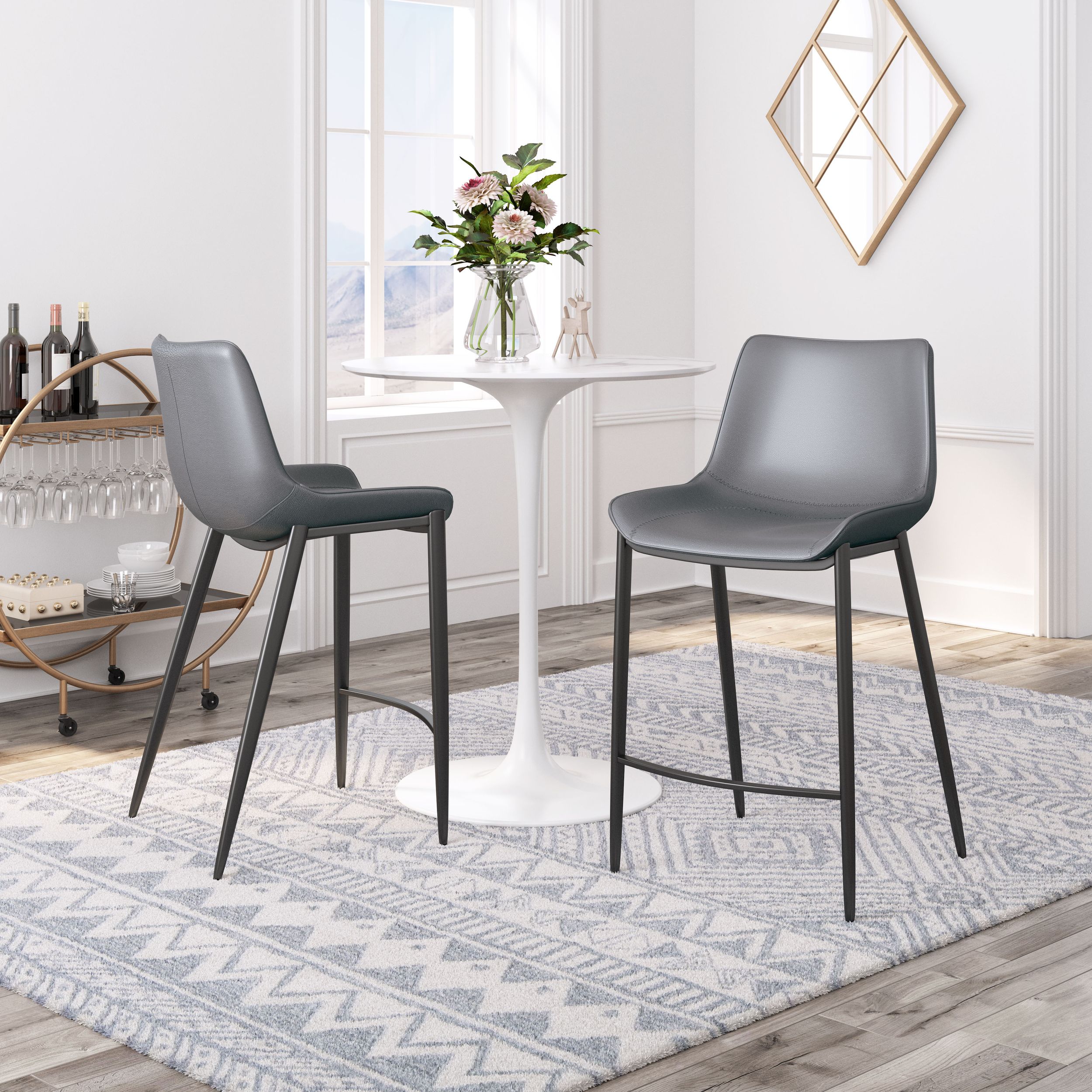 Magnus Faux Leather/Steel Counter Stool