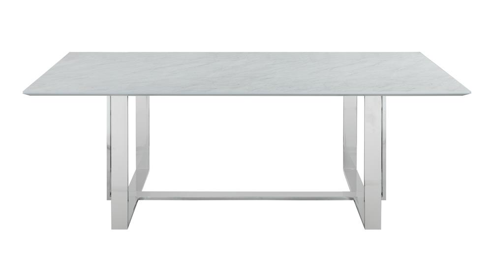 Annika 82" Rectangular Glass Top Dining Table with Chrome Legs