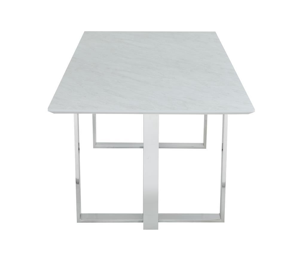 Annika 82" Rectangular Glass Top Dining Table with Chrome Legs