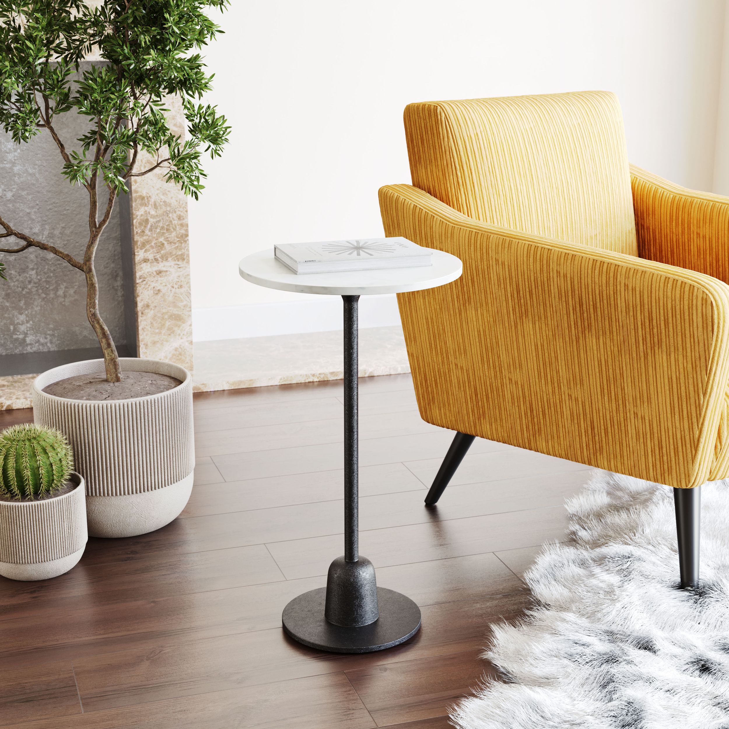 Woozy Round Marble/Aluminum Side Table